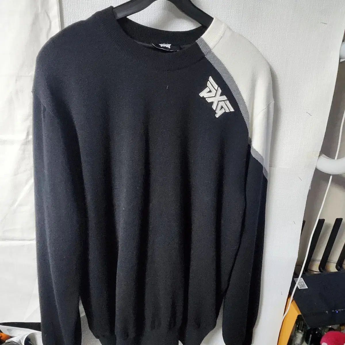 PXG メンズ ブラック バイ ダブル ウィンドブレーカー ニット XL