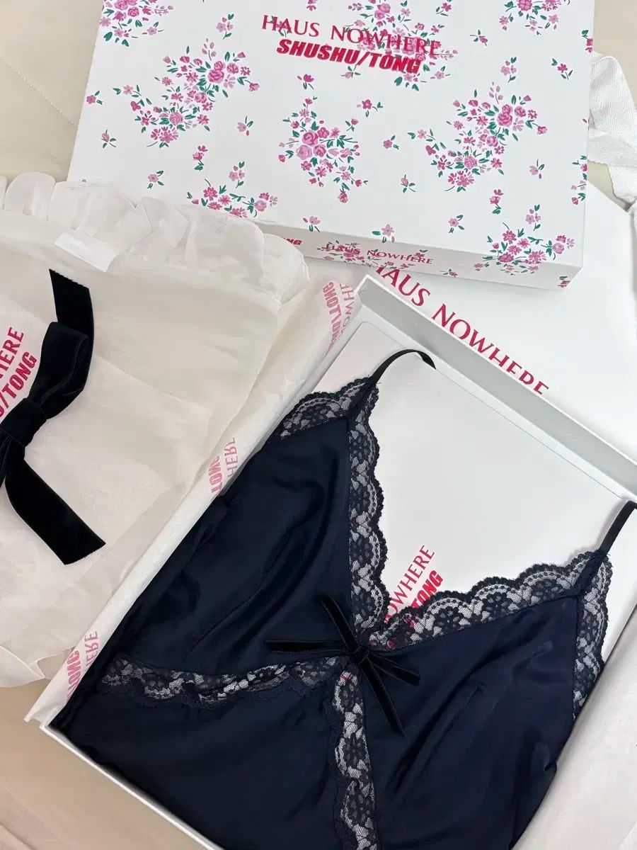 シュシュ丸のまま ネイビー レース パジャマ兼 ONE PIECE