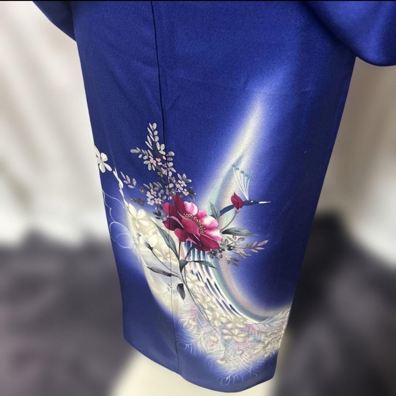 未使用近い 美品 袷 正絹 訪問着 フルセット 鉄紺色 西陣唐織銀箔袋帯