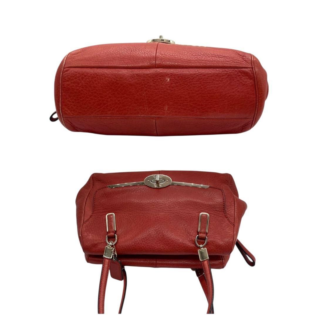 2509-160｜コーチ ハンドバッグ レザー レッド ターンロック 2509-160｜コーチ ハンドバッグ レザー レッド ターンロック 美