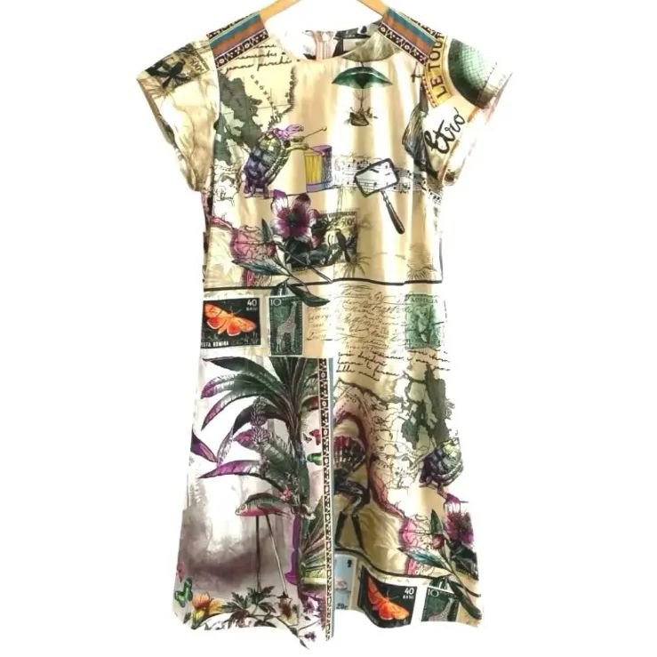 ETRO エトロ 2017 ボタニカル 総柄 半袖 コットン ワンピース 40