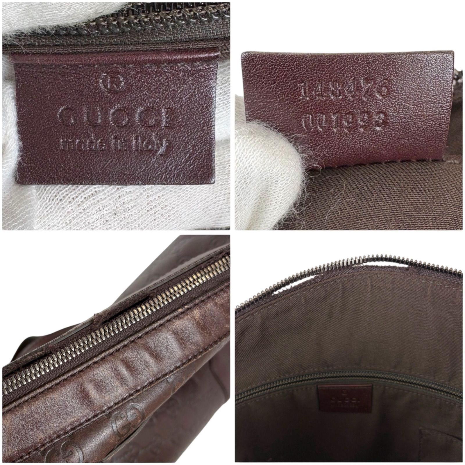 グッチ GUCCI ショルダーバッグ ダークブラウン シマレザー クロス