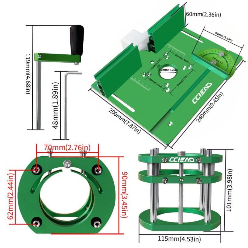 昇降台彫刻機逆さま板電木銑アルミ合金逆さま板辺取り機木工工具です