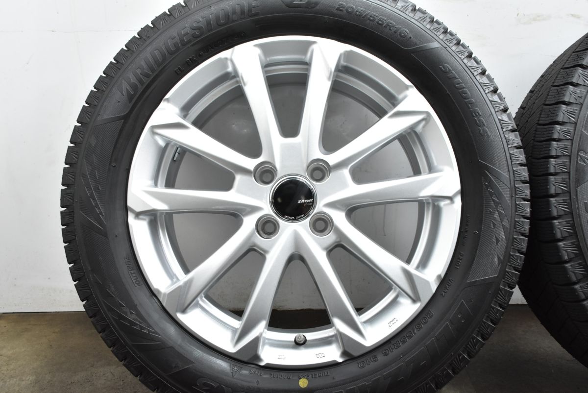  製 超バリ溝 ZACK 16 in 6 J 40 PCD 100 ブリヂストン ブリザック VRX 3 205 55 R オーラ スタッドレスタイヤ 16インチ タイヤ ホイールセット