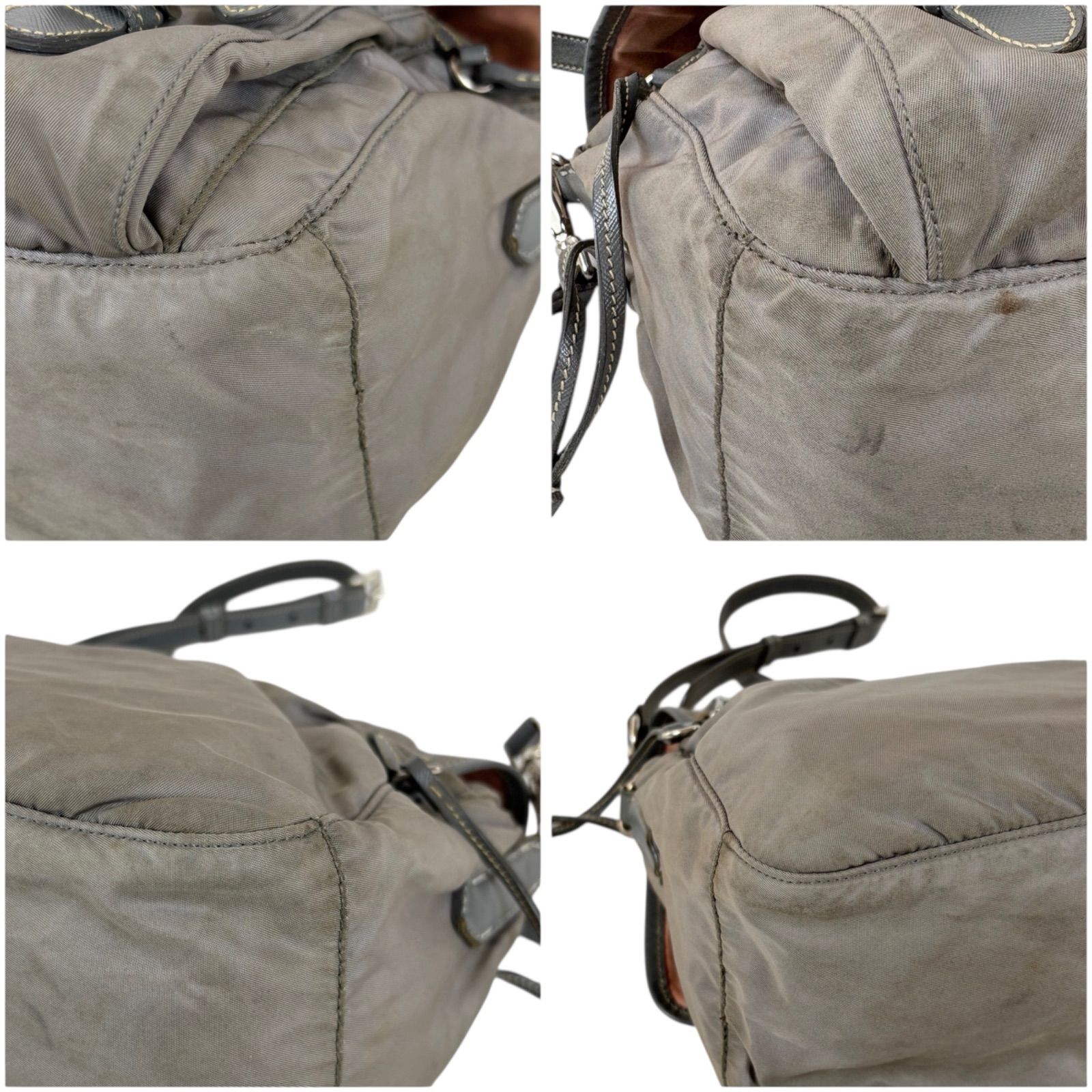 PRADA グレー メッセンジャーバッグ プラダ PRADA Wポケット メッセンジャーバッグ ショルダーバッグ