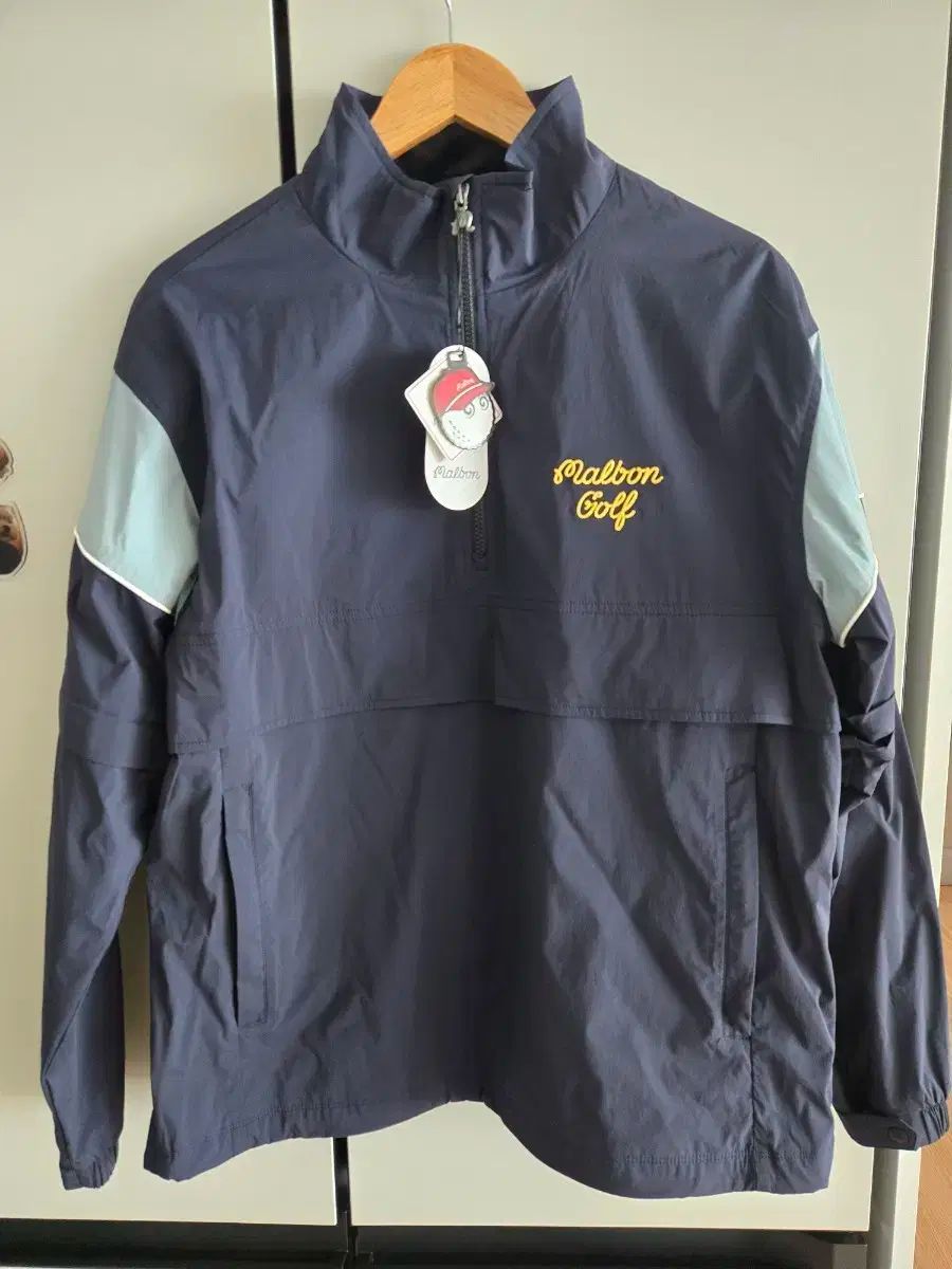 マルボンゴルフ MALBON GOLF ゴルフ ネイビー ウィンドブレーカー ハーフジップアップ