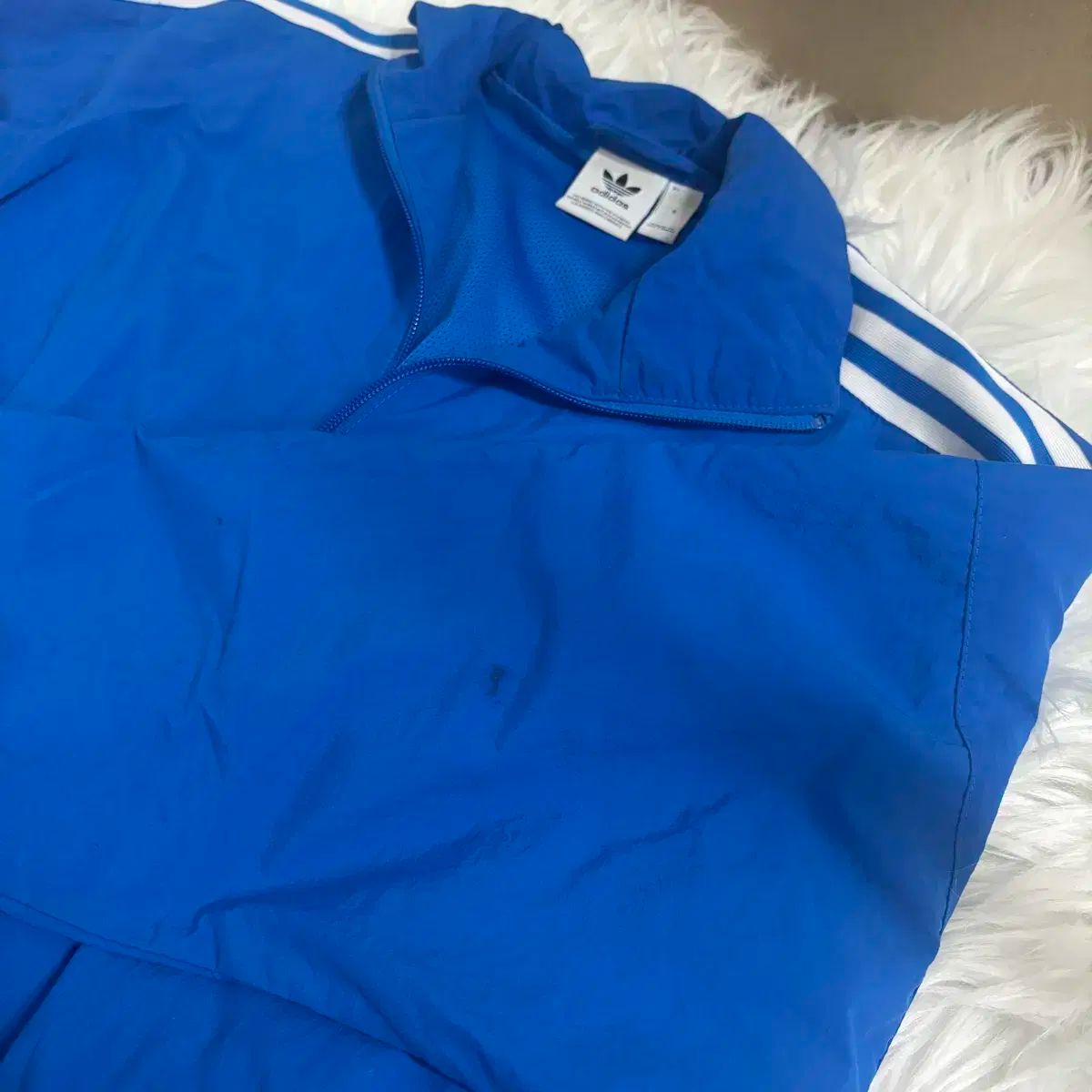 アディダス 3本線 ウィンドブレーカー ブルー