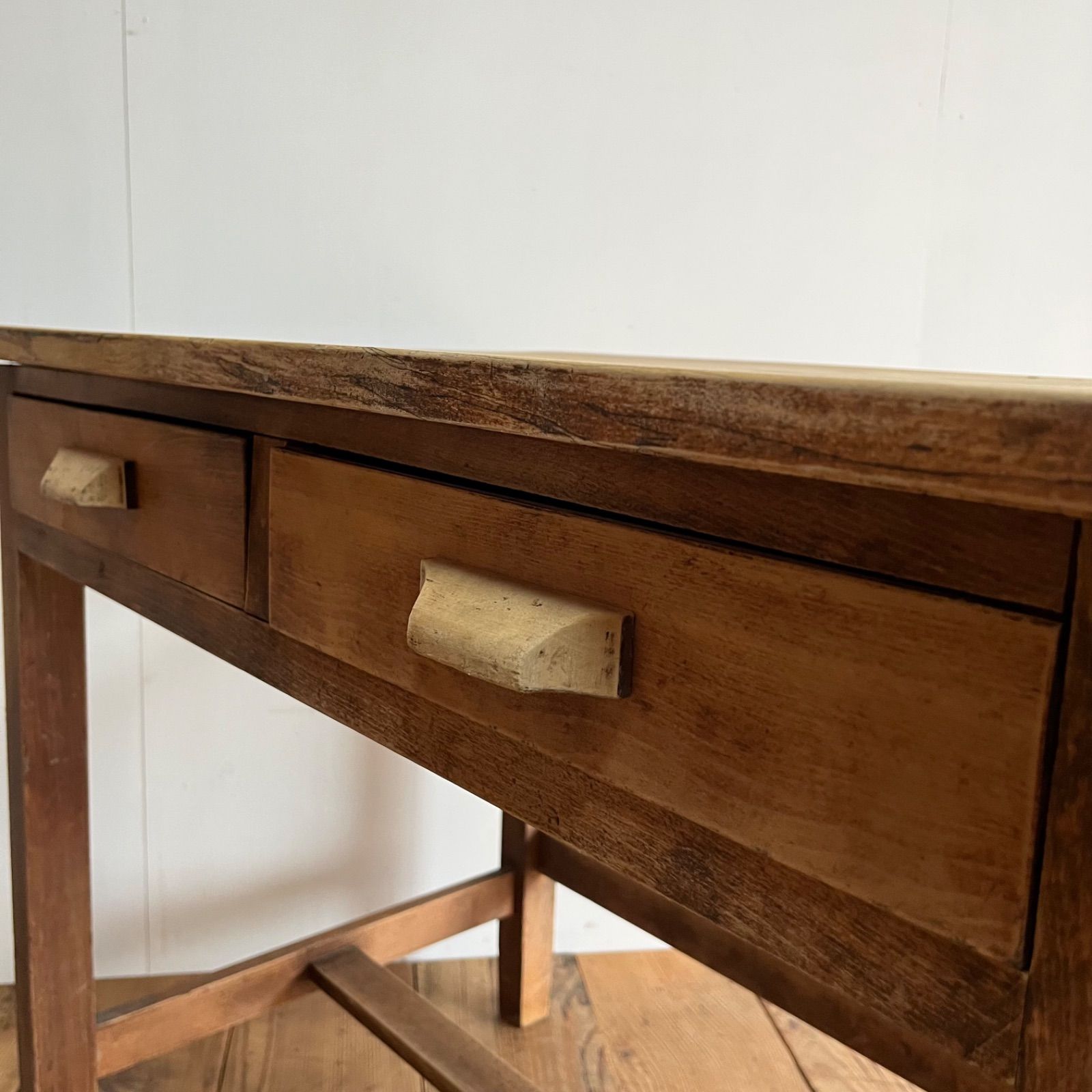 アンティーク テーブル デスク 机 無塗装 無垢材 シャビー y1000f