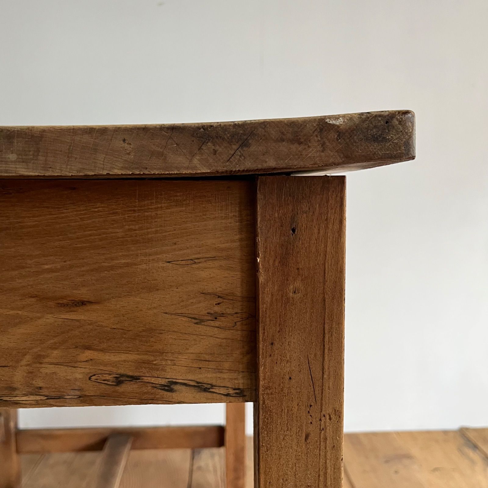 アンティーク テーブル デスク 机 無塗装 無垢材 シャビー y1000f