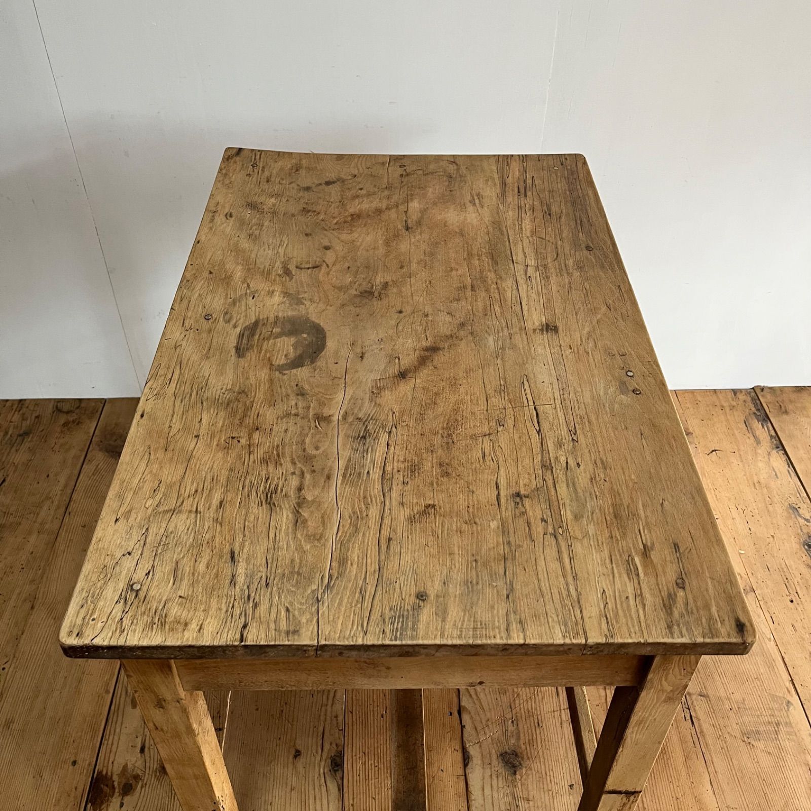 アンティーク テーブル デスク 机 無塗装 無垢材 シャビー y1000f