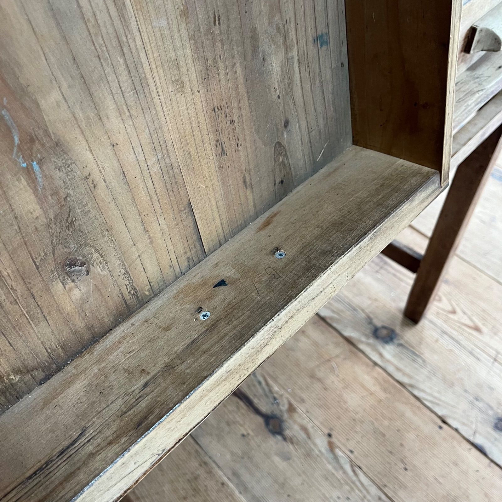 アンティーク テーブル デスク 机 無塗装 無垢材 シャビー y1000f