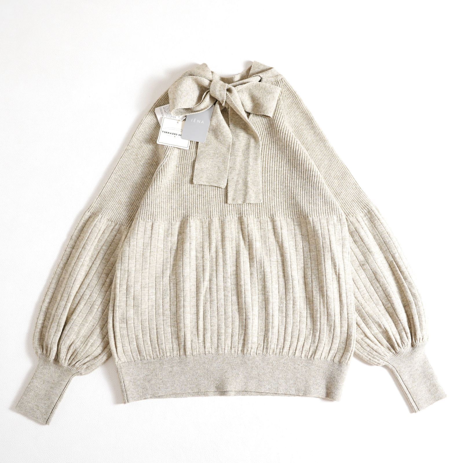 イエナ　　TORRAZZO DONNA ボウタイリブニット イエナ ボウタイリブニット ベージュ 新品 IENA 【公式通販】
