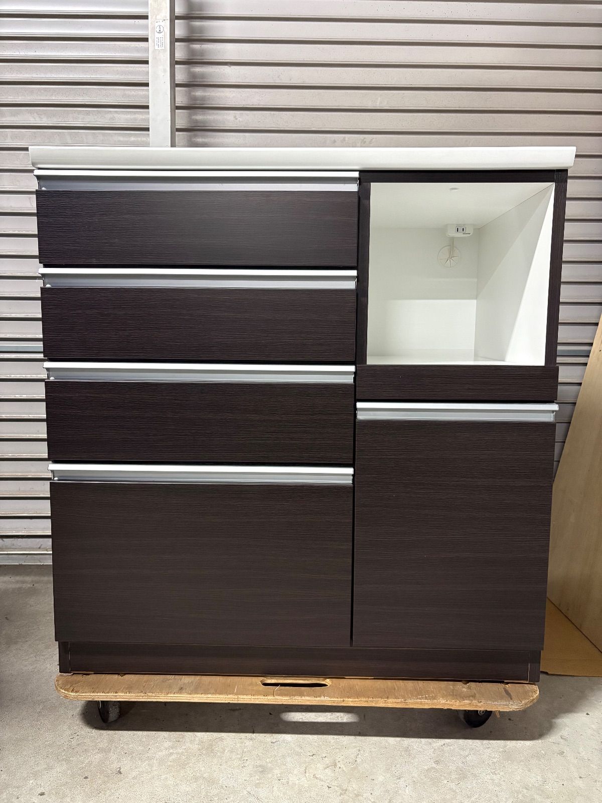 GL201 山口県下松市より キッチンカウンター ニトリ 幅90cm レジューム90QH-R DBR