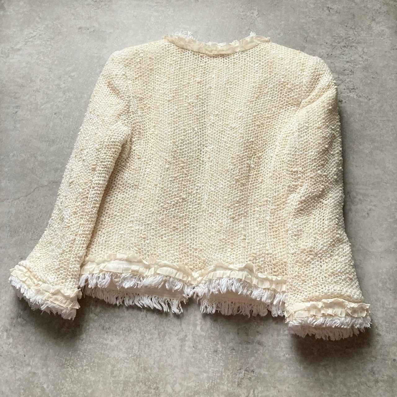 美品 FOXEY BOUTIQUE フォクシー 上質 ノーカラージャケット 38サイズ