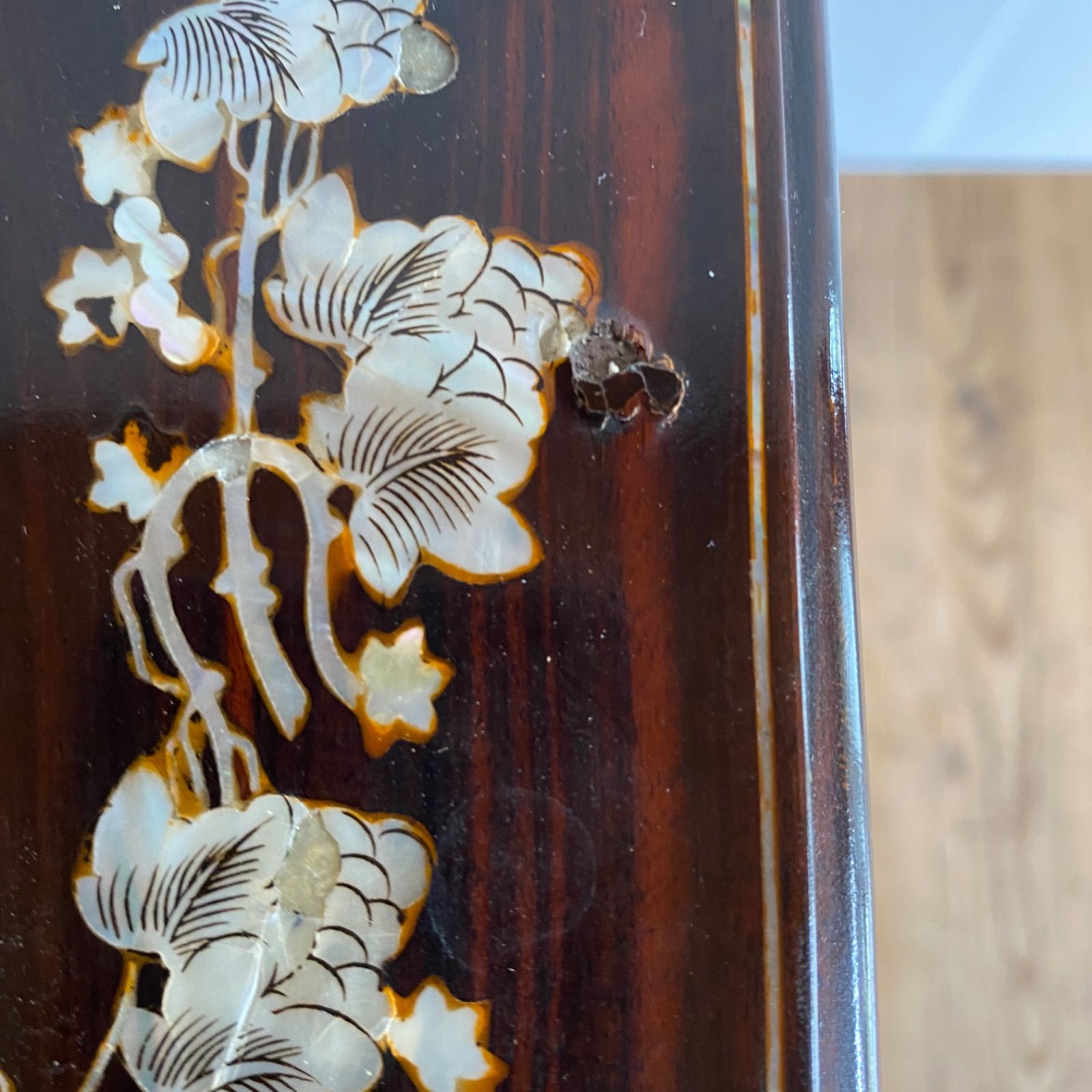 アンティーク 唐木の飾り台 紫檀 無垢材 木製 花台 透かし彫り 香炉台