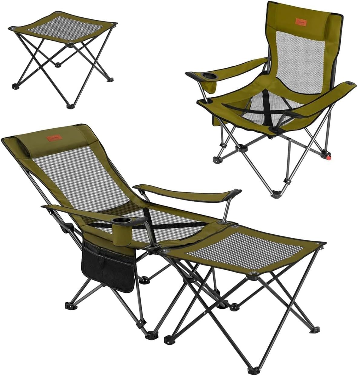 DesertFox リクライニングチェア キャンプ椅子 4way 仮眠 昼寝 4段階調整 四季適用 アウトドアチェア クーラーボックス付き 耐荷重150kg コンパクト 折りたたみ 軽量 イス 独自開発のカップホルダー 携帯便利 ピクニック レジャ