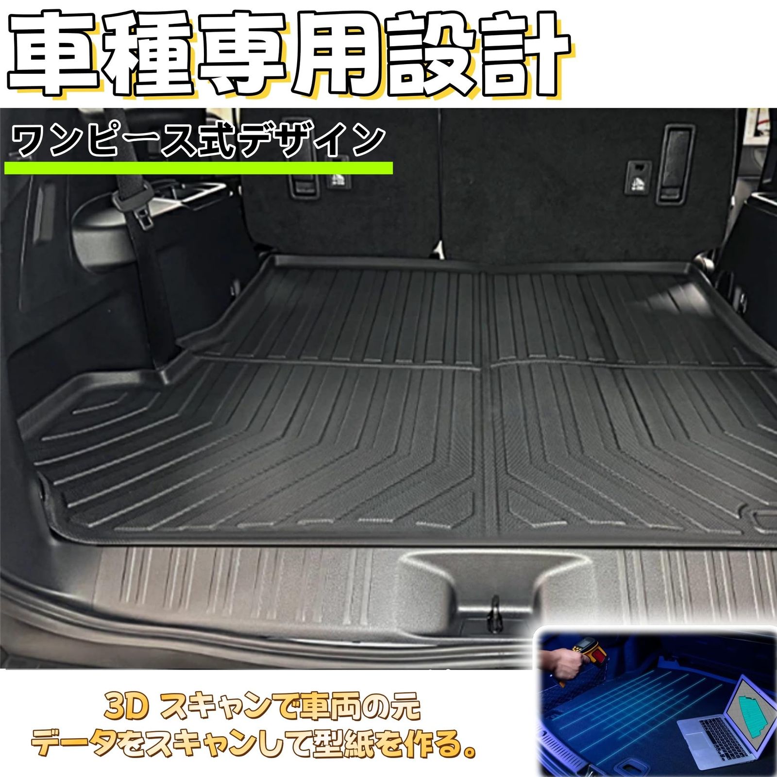 TatkDIY に適用 ランドクルーザー 250系 ランクル LC250 カスタム パーツ 3Dラゲッジマット 3Dラゲージトレイ シートバッグマット 車用 保護マット 滑り防止 耐汚れ 7人乗りラゲッジマット一体型