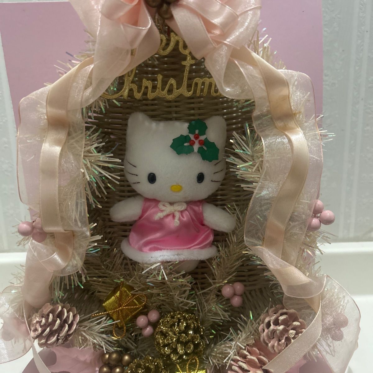 Hello Ｋitty Ｘ‘mas バスケットリースマスコット