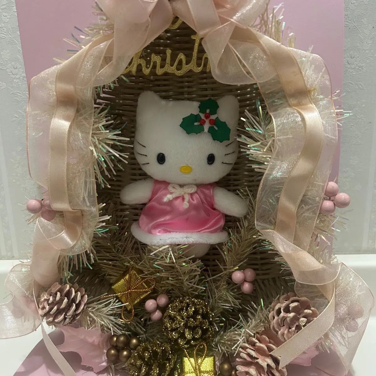 Hello Ｋitty Ｘ‘mas バスケットリースマスコット