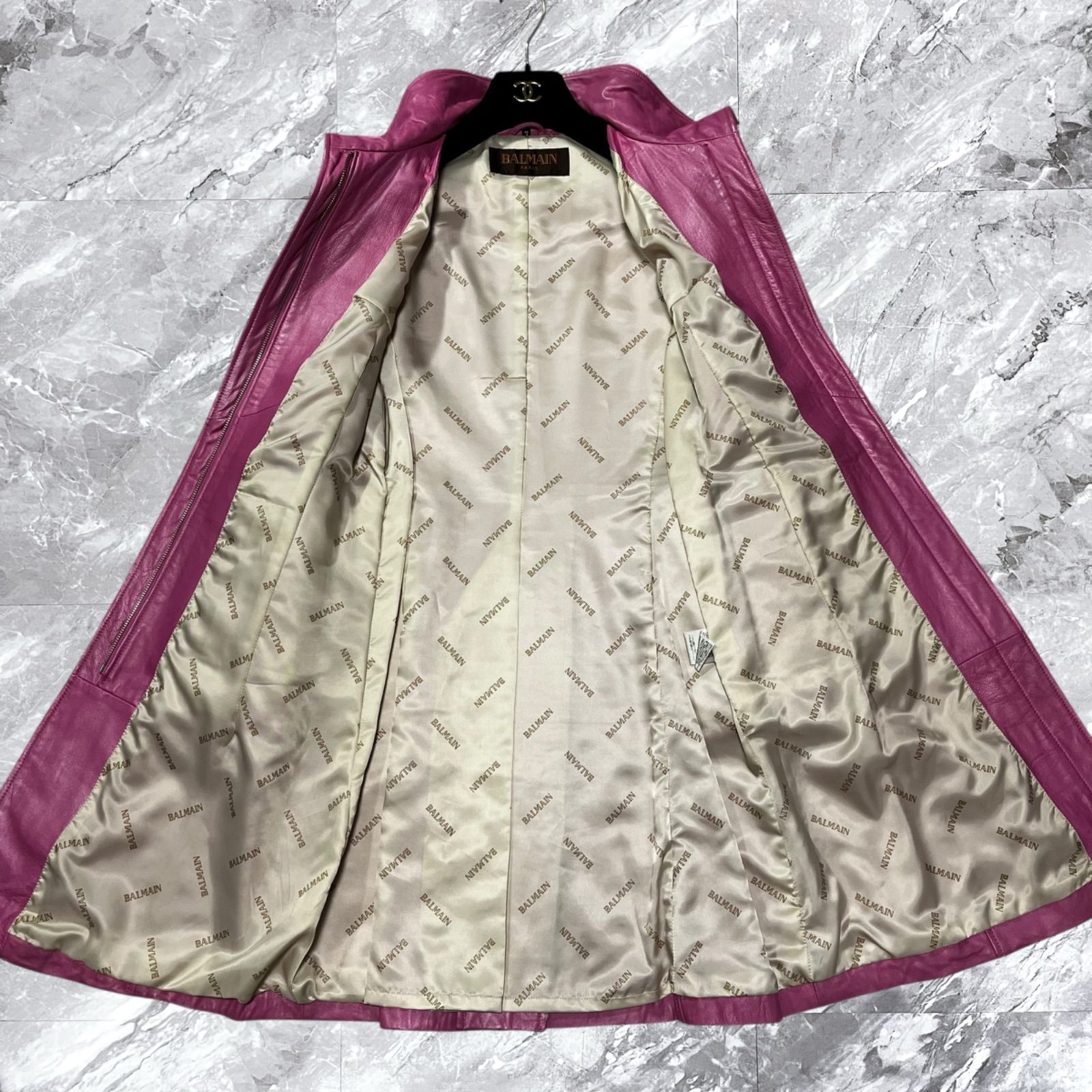 【美品】⭐️バルマン BALMAIN レザーロングコート アウター BALMAIN バルマン レザーコート ロングコート 本革 羊革