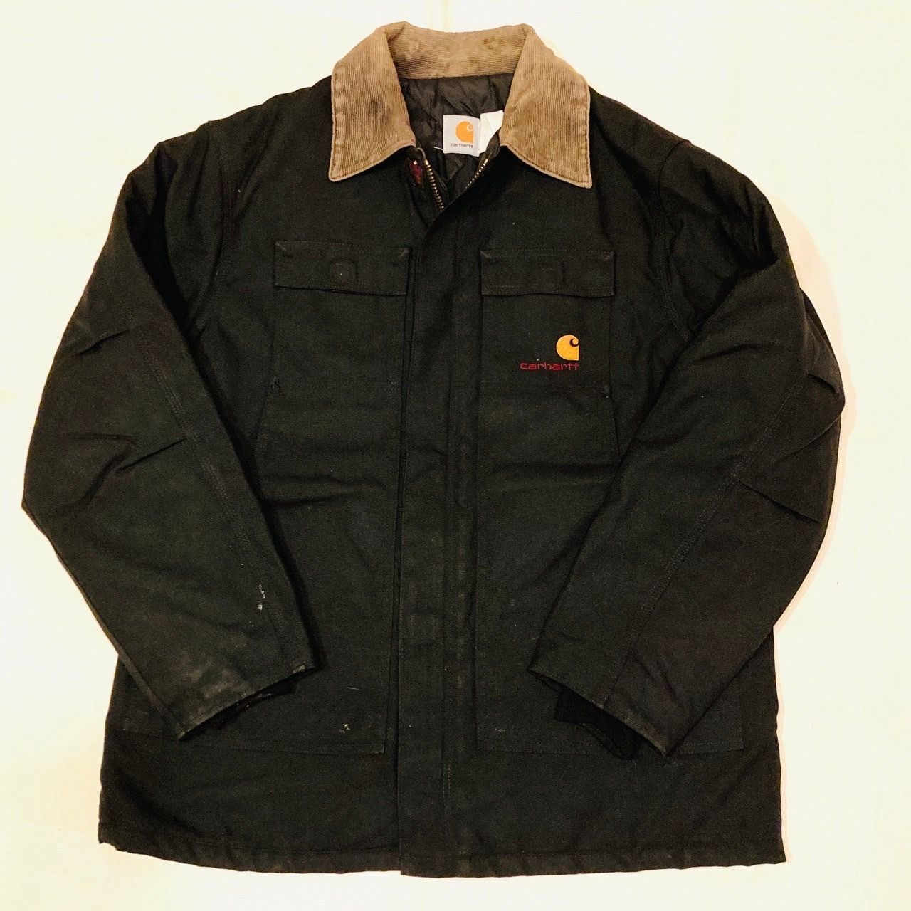 Carhartt カーハート ダック カバーオール ライニング ジャケット コート ブラック 黒 ビッグシルエット