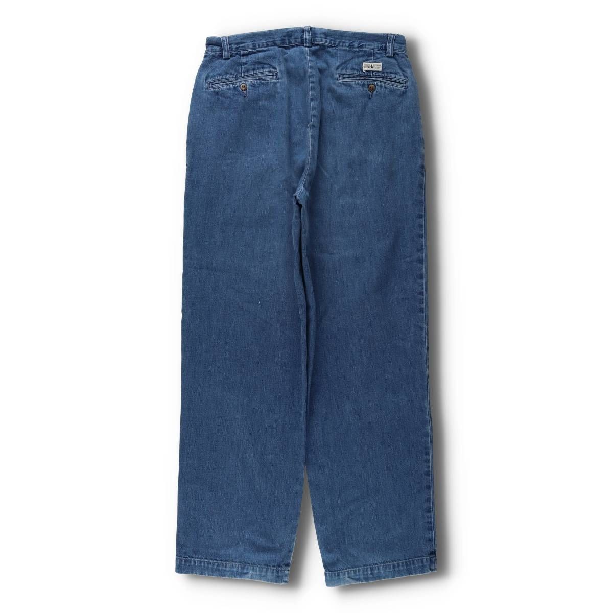古着 90年代 ラルフローレン Ralph Lauren POLO by ANDREW PANT ツータック テーパードデニムパンツ evb 031411