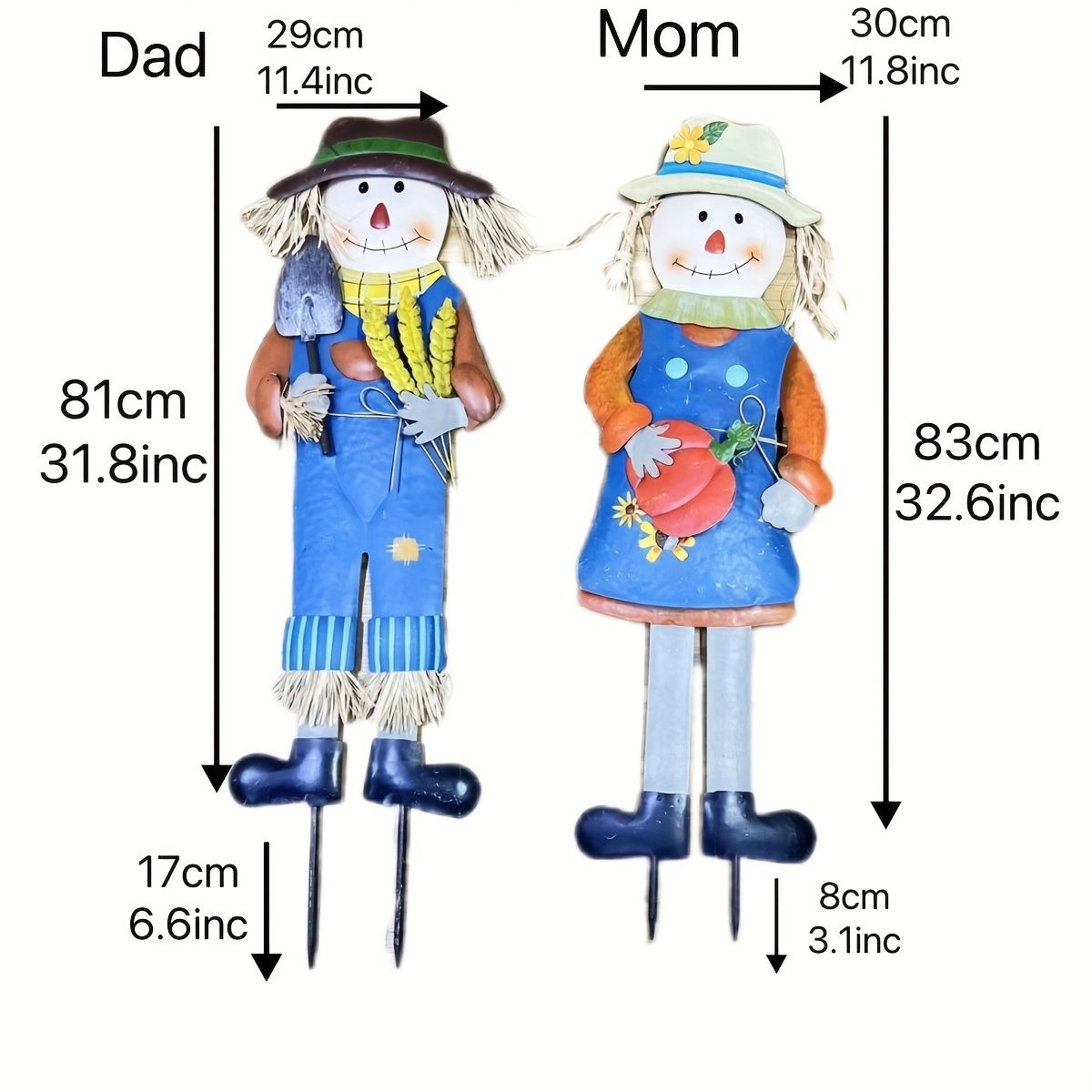  秋の収穫祭を彩る ガーデンデコ かかしオーナメント 幼稚園 庭 玄関先 アウトドア装飾 金属製 フロアマウント式 素朴なスタイル 感謝祭に パパ オーナメント オブジェ 園芸用品
