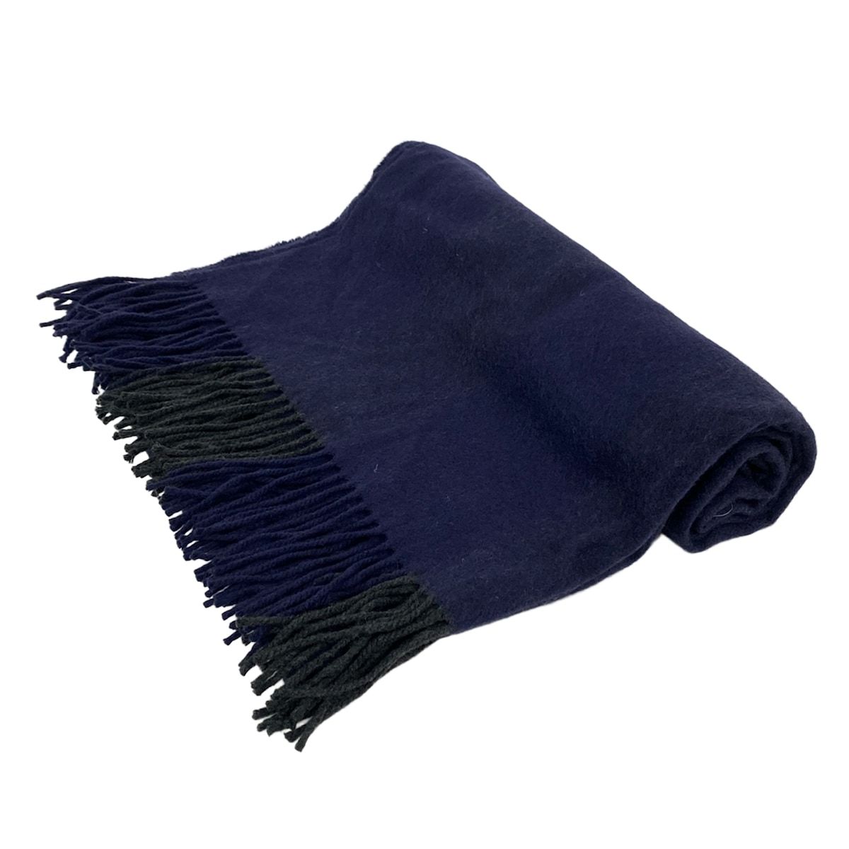 Johnstons ジョンストンズ ストール ショール - ダークネイビー×黒 ストライプ カシミヤ