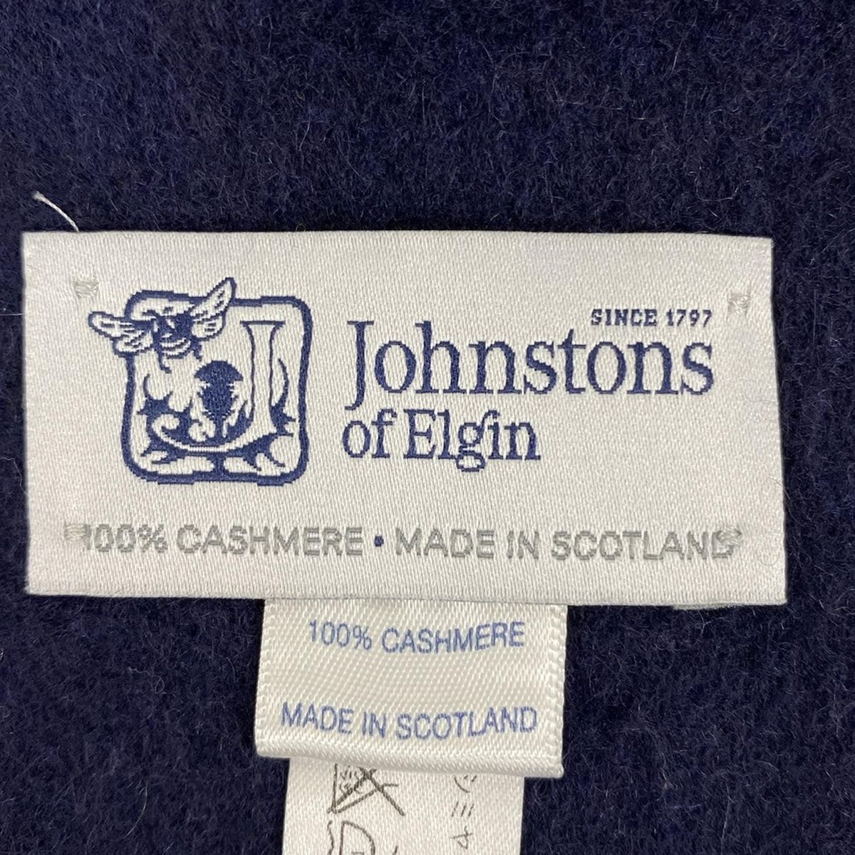 Johnstons ジョンストンズ ストール ショール - ダークネイビー×黒 ストライプ カシミヤ