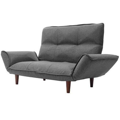 セルタン カウチソファー 和楽の ハイバック 2人掛け ポケットコイル デニム調アッシュグレー 背部肘部リクライニング 高反発 A316p-606GRY