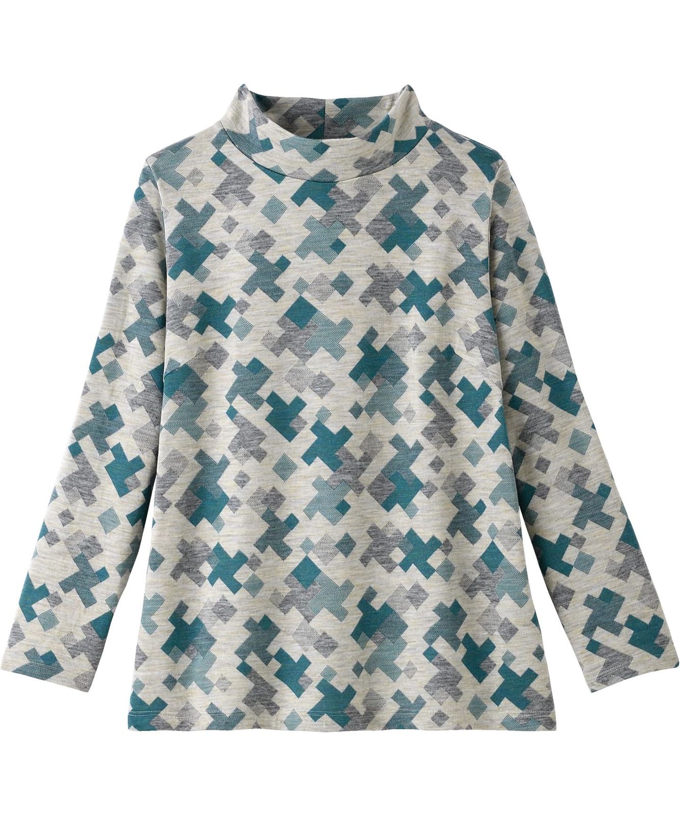 らくラクパートナー トップス ワコール 長袖 ハイネック ジャカード 風車千鳥柄 シニア アウター 婦人服 DAL481 レディース IV