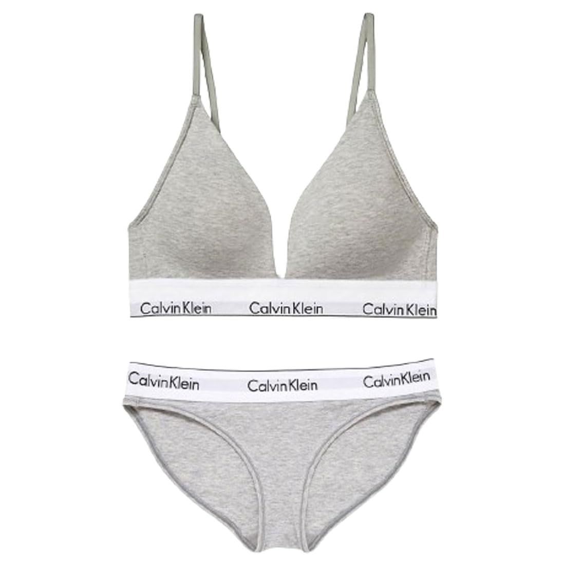 カルバンクライン ck レディース ブラジャー ショーツ セット スポーツ ジム 筋トレ 運動 無地 女性用 下着 QF5650 F3787 GREY_HEATHER 020 S 並行輸入品