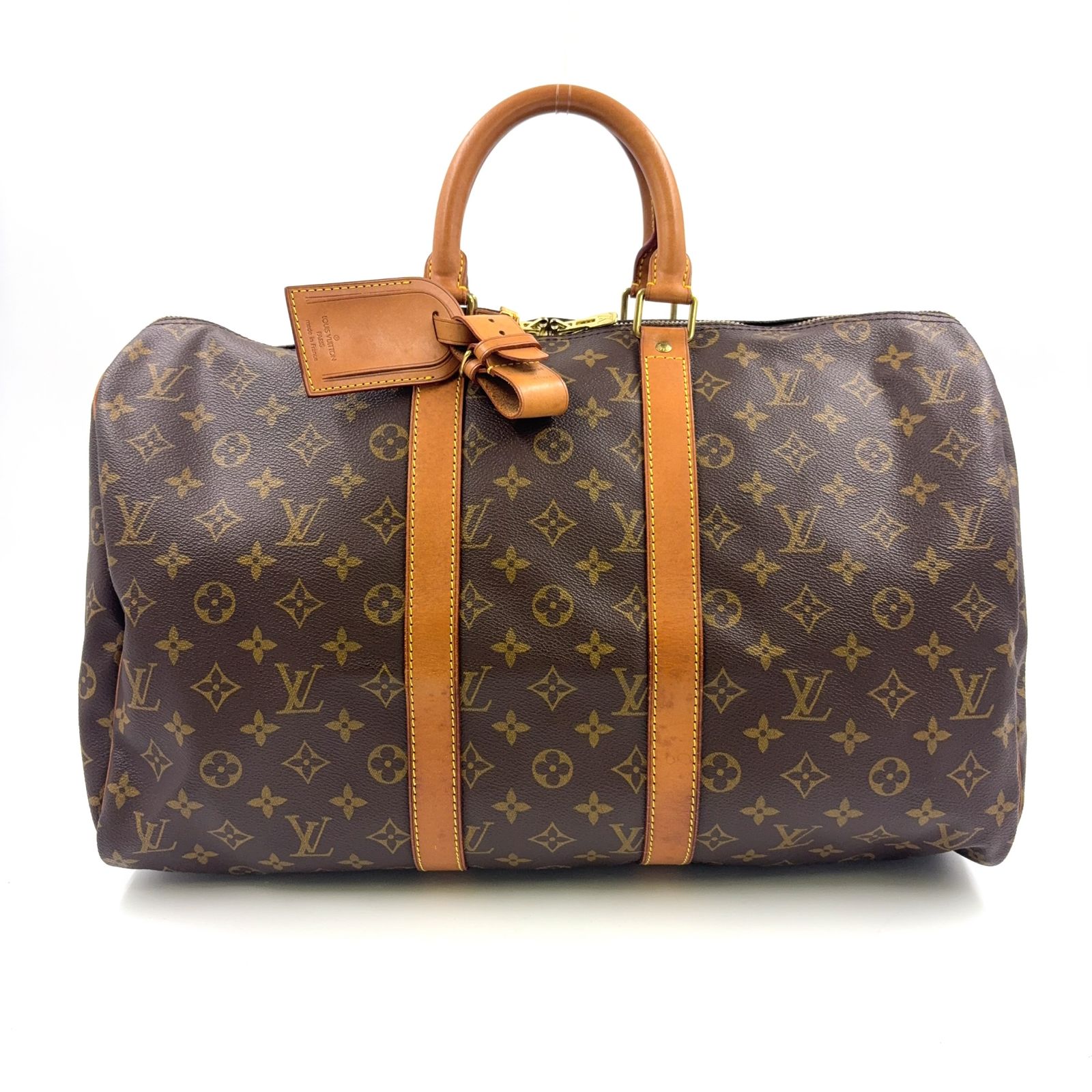 LOUIS VUITTON キーポル45 モノグラム モノグラム レザー×PVC ブラウン ボストンバッグ ゴールド M41428