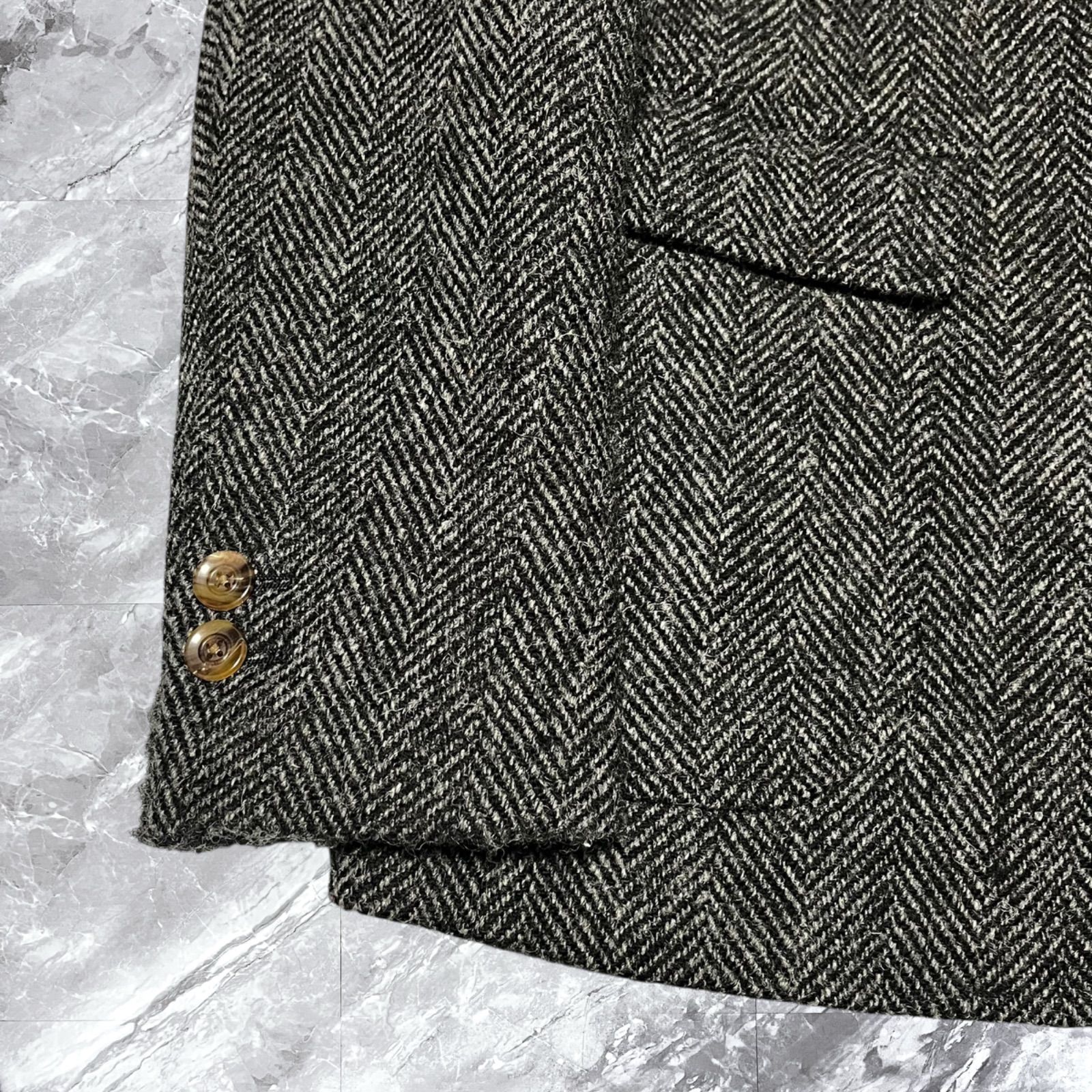 極美品　ハリスツイード　ユナイテッドアローズ　テーラードジャケット　ヘリンボーン 極美品 ハリスツイード テーラードジャケット ヘリンボーン ブルー系