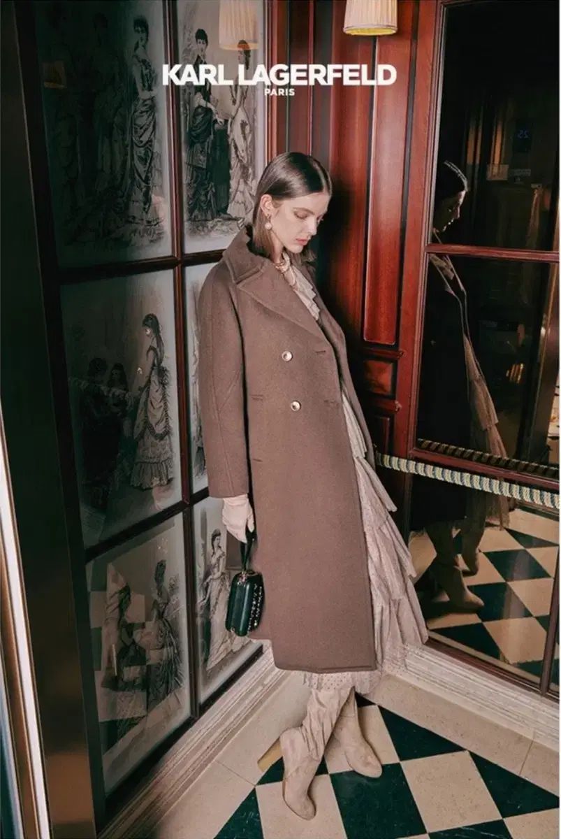 カールラガーフェルド ロマンティカ ウール カシミア ブレンデッド コート