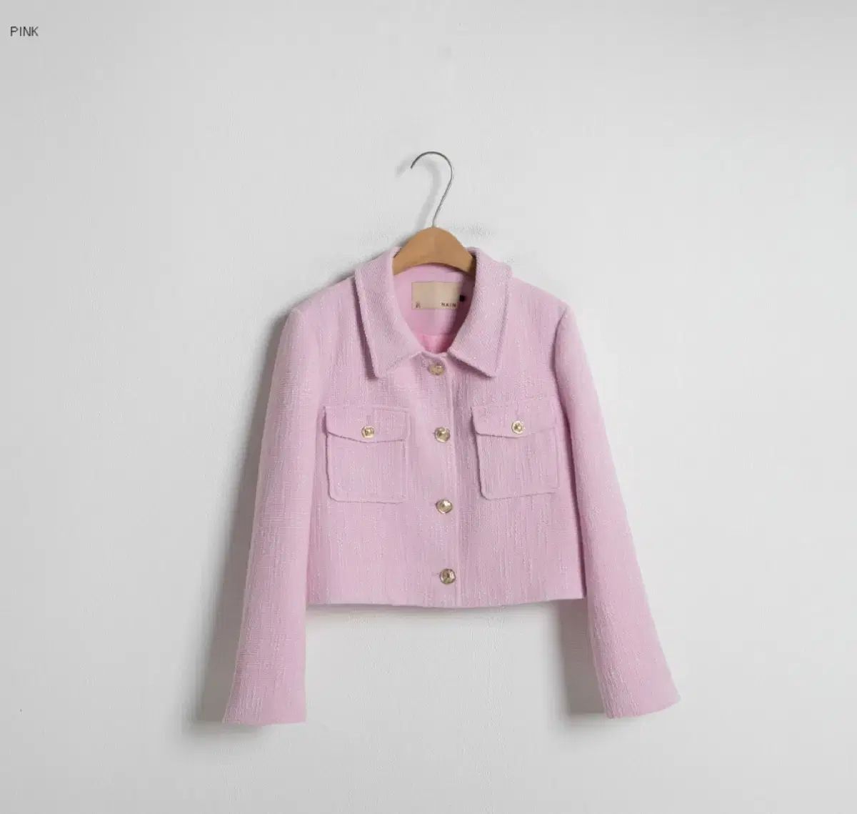NAIN ピンク ツイード クロップド ジャケット
