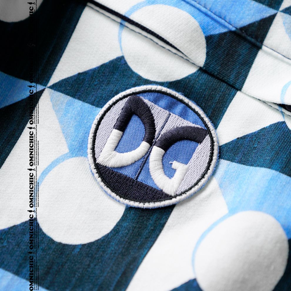 21 SS モデル 11万 DOLCE-GABBANA マジョリカ ストライプ プリント DG ワッペン ロゴ パッチ レイヤード ジョガー パンツ 48 ドルチェガッバーナ