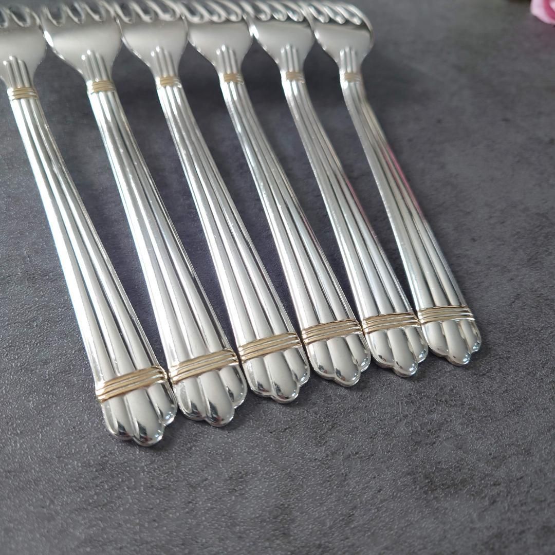 格安 希少 クリストフル アリアゴールドリング デザートフォーク 6点