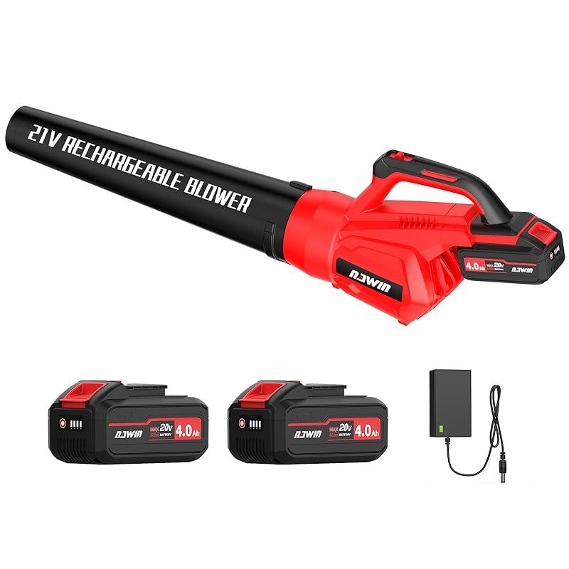 ナウィン 20V 充電式リーフブロワー 4.0Ahバッテリー2個付き 風速40m s超強力 2段階変速 低騒音 低振動 軽量2.3kg 落ち葉 洗車 雪かき対応 プロ用電動ブロアー 業務型