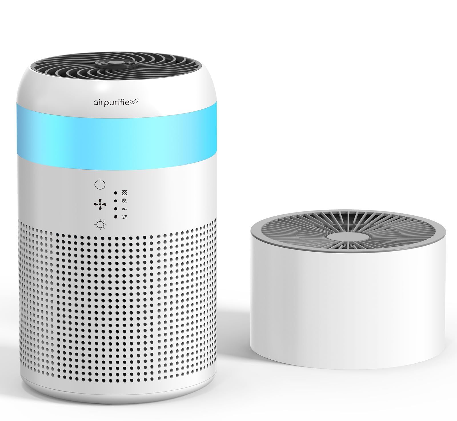 Yurioo 加湿器付き 空気清浄機 小型 12畳 脱臭 卓上 アロマ対応 集じん hepa フィルター 花粉 ペット 除菌 ライト付き 静音 省エネ ホコリ PM 2.5 ウィルス アレルギー対策 ホワイト Demi Pro