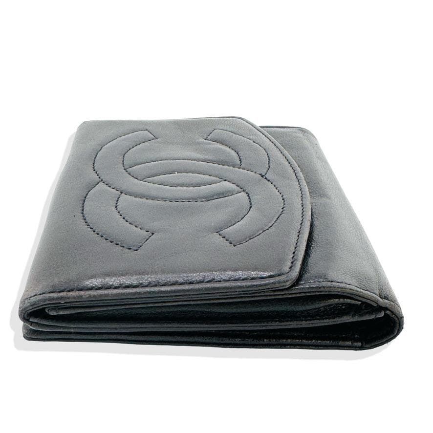 CHANEL 二つ折り財布 デカココマーク ロゴ入り 黒 ギャランティカード