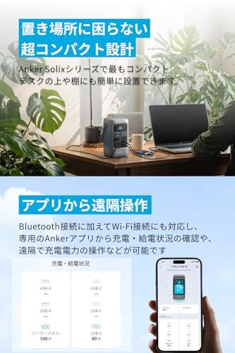 Portable Power Station ポータブル電源 192Wh 小型 軽量1.9Kg ストラップ付き 1.7時間満充電 合計最大出力200W USB-C 5ポート ACポート非搭載 アプリ遠隔操作 リン酸ki WWW_IBETON_RU
