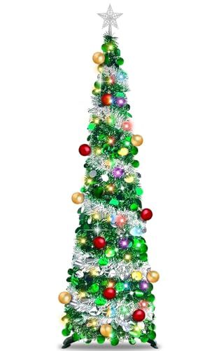 bumxca クリスマスツリー 折りたたみ式 150cm 組み立て簡単 christmas tree 豊富な飾り付き クリスマスツリー ポップアップ式 キラキラ クリスマス飾り クリスマス雰囲気がいっぱい おしゃれ 松ぼっくり ファイバーツリー スki