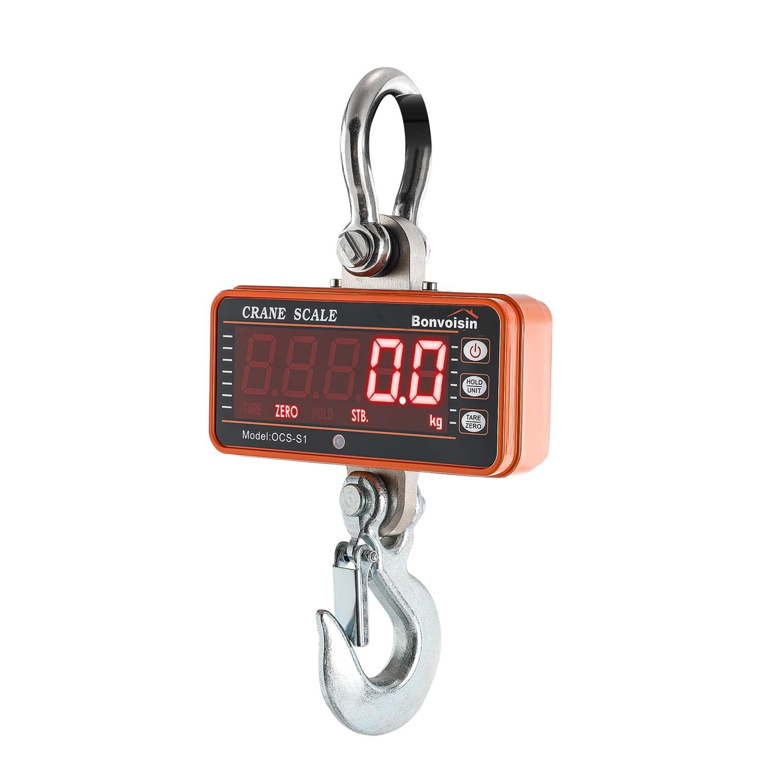 Bonvoisin クレーンスケール デジタル吊りはかり 1000kg 吊秤 吊り下げ 工場 八百屋 埠頭 日本語マニュアル付き 電池別売り 1000KG 黄色