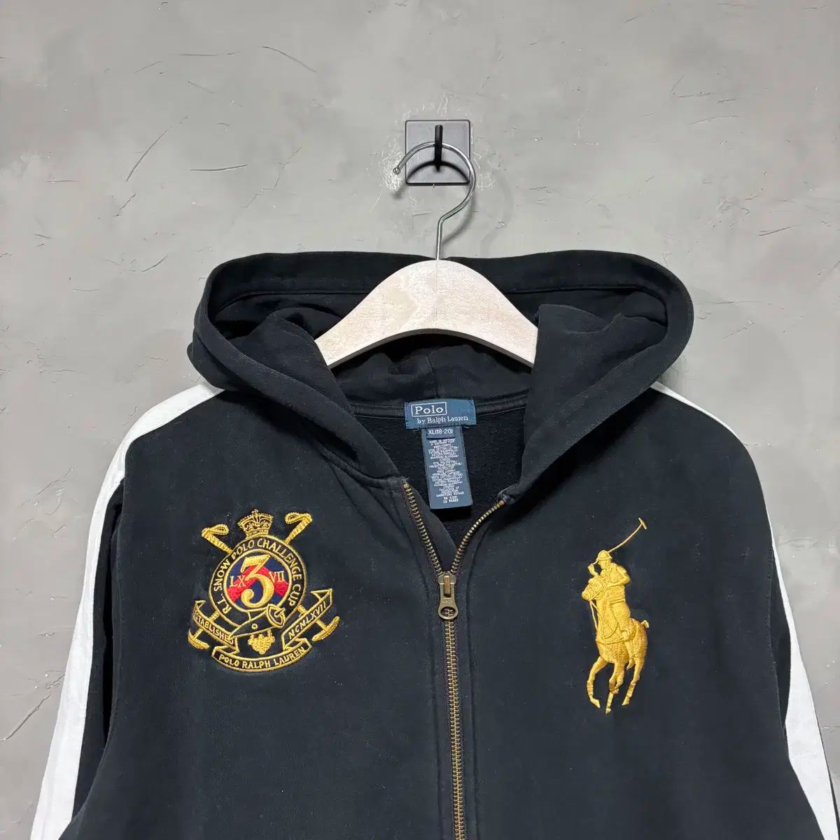 POLO Ralph Lauren ラルフローレン M ポニー ジップパーカー ポロラルフローレン ビックポニー ジップアップ パーカー 黒白 - メルカリ