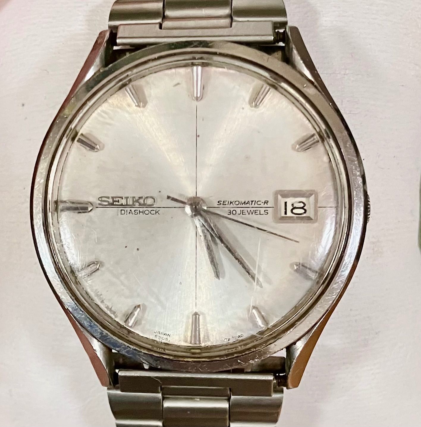 稼働品 SEIKO セイコー マチック-R 8305-1010 自動巻 AT クジラ刻印 シルバー文字盤 メンズ腕時計