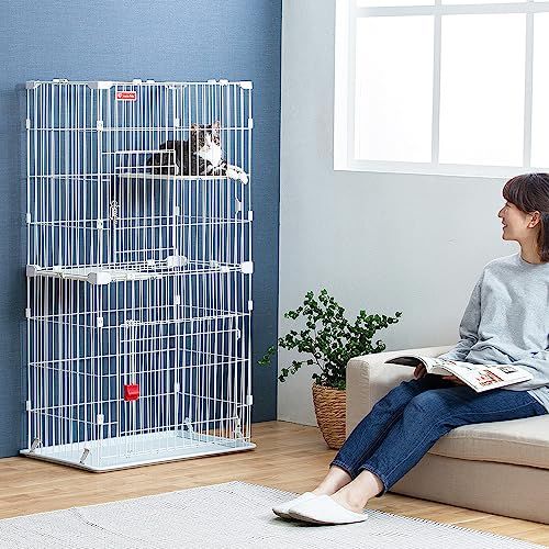 アイリスオーヤマ スリム キャットケージ 2段 ホワイト 5 c 0 a 480 f