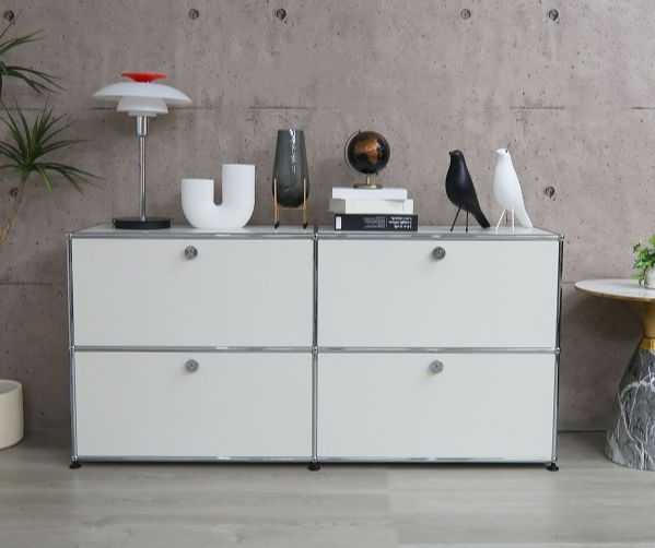 食器棚 北欧スタイル3段食器棚 ロック付き モジュラー家具 引き出し付きキャビネット モダンリビング収納棚