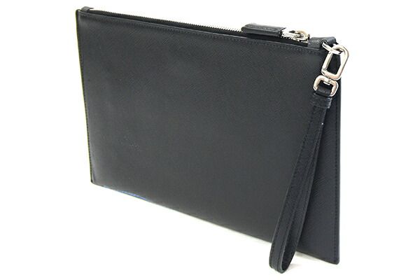 プラダ クラッチバッグ ブラック ブルー レザー