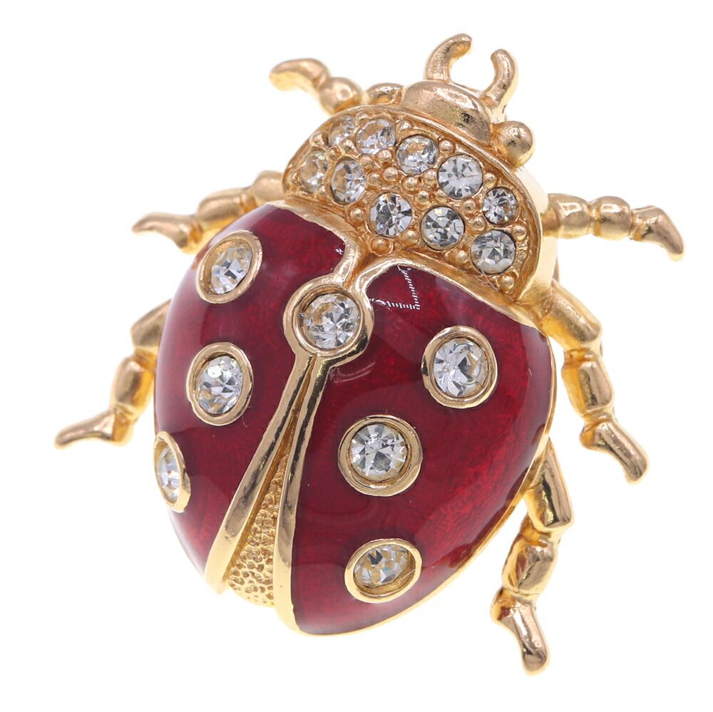 ディオール ピンバッジ レッド ゴールド メタル